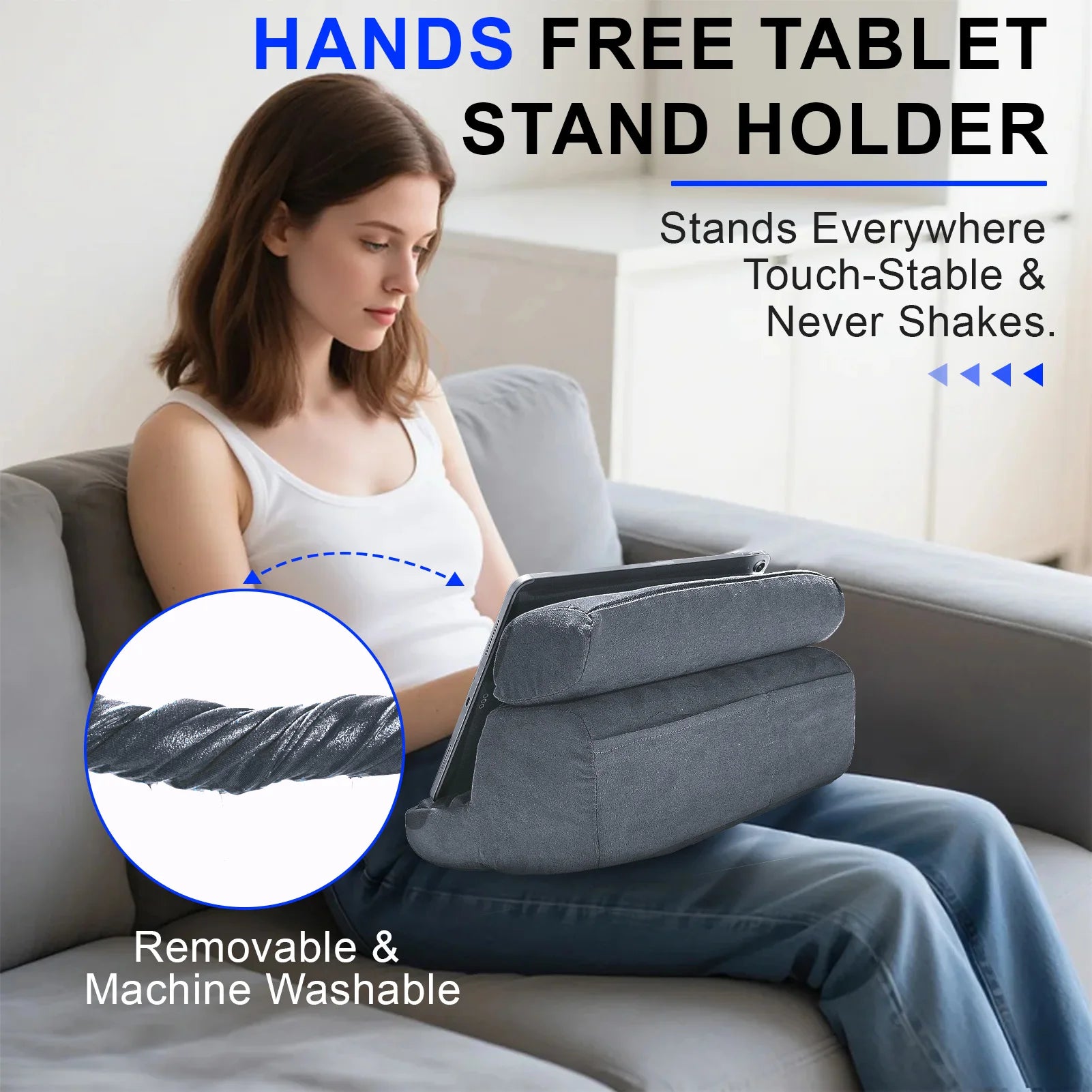 Xnyocn tablet travesseiro titular dobrável ipad suporte para cama de colo e mesa tablet almofada macia doca com bolso stylus montagem para ipad pro