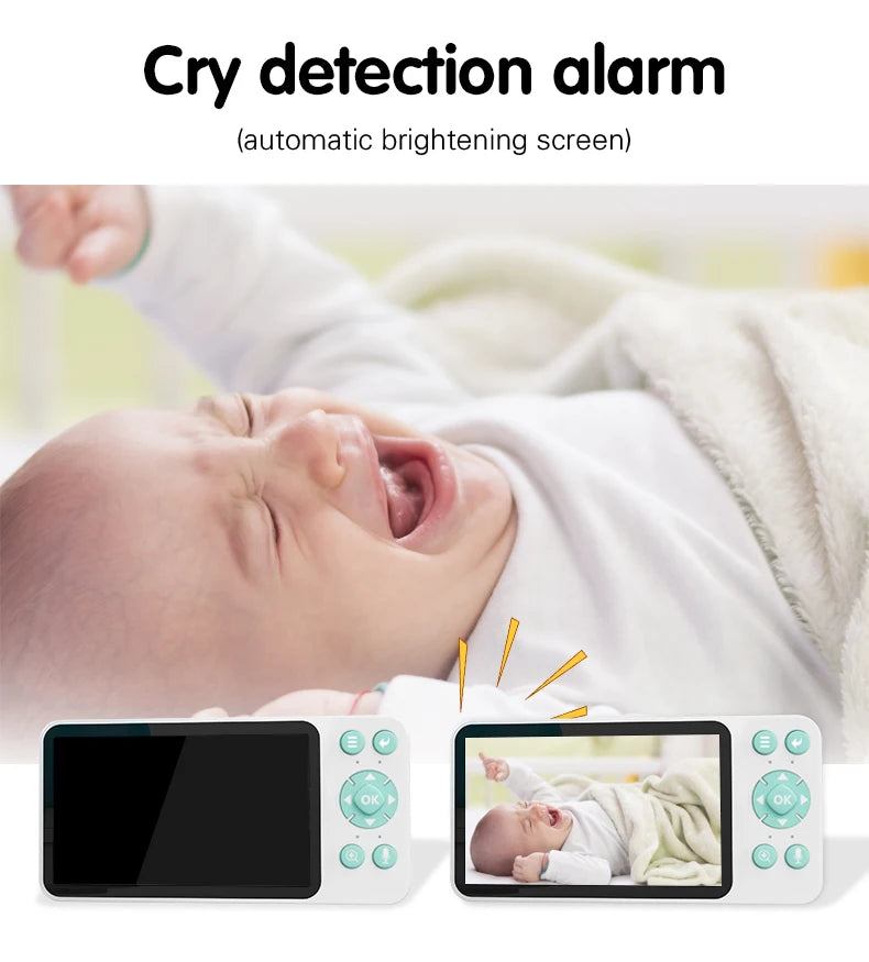 Danmini 2.4g monitor do bebê ptz móvel tuya app controle remoto 5 ''display hd 1080p câmera intercomunicador bidirecional visão noturna babyphone