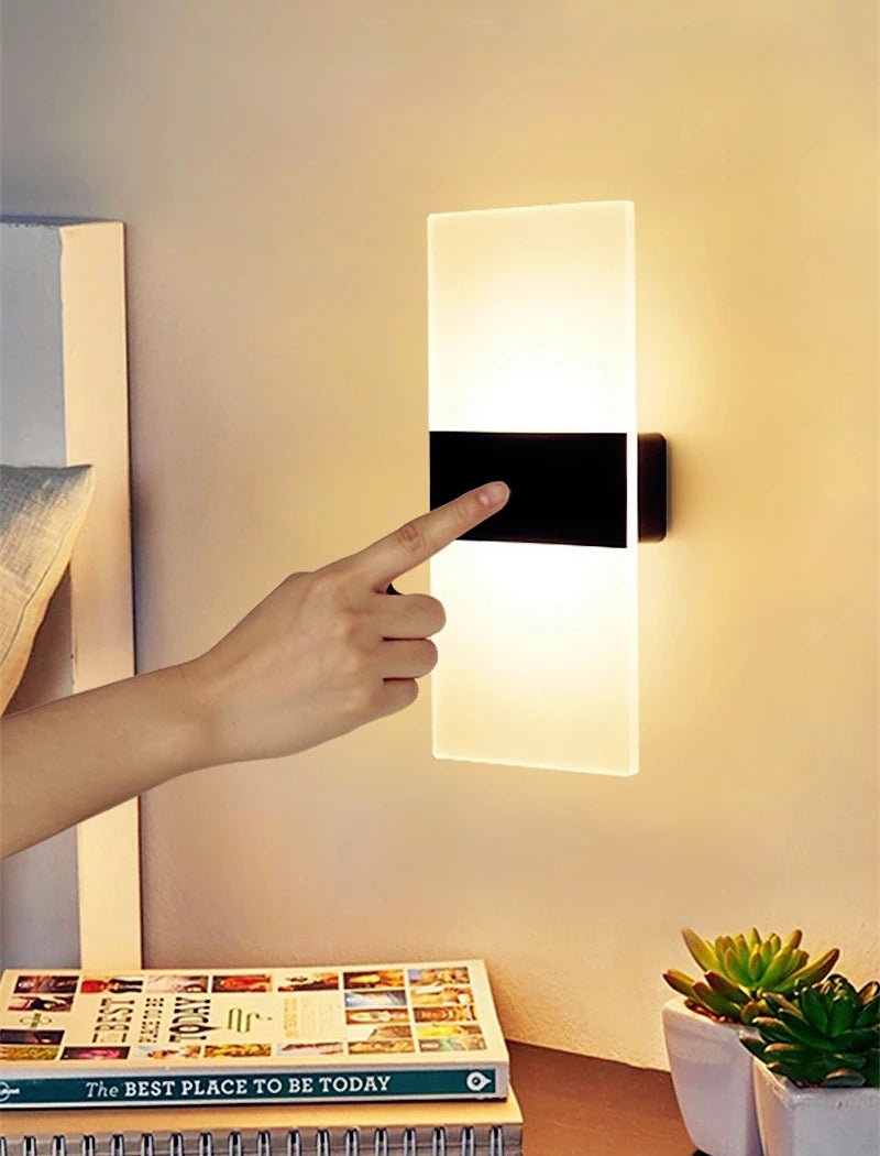 Interruptor do sensor de toque conduziu a lâmpada parede usb recarregável sem fio acrílico escada luz da noite quarto corredor cozinha arandela iluminação