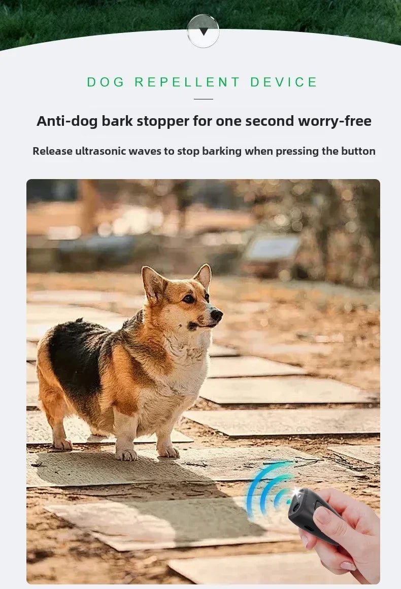 MINI ULTRSONIC DOG TRAINER Repelente de cães Repelente ultrassônico de cães com LED eficaz para cães Dispositivo de treinamento anti-latidos