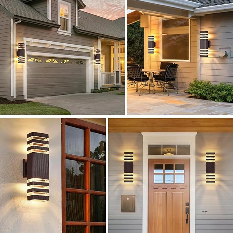 Led luzes de parede ao ar livre e27 para cima para baixo arandela exterior ip65 à prova dip65 água led arandela lâmpada para varanda porta da frente jardim lâmpada parede