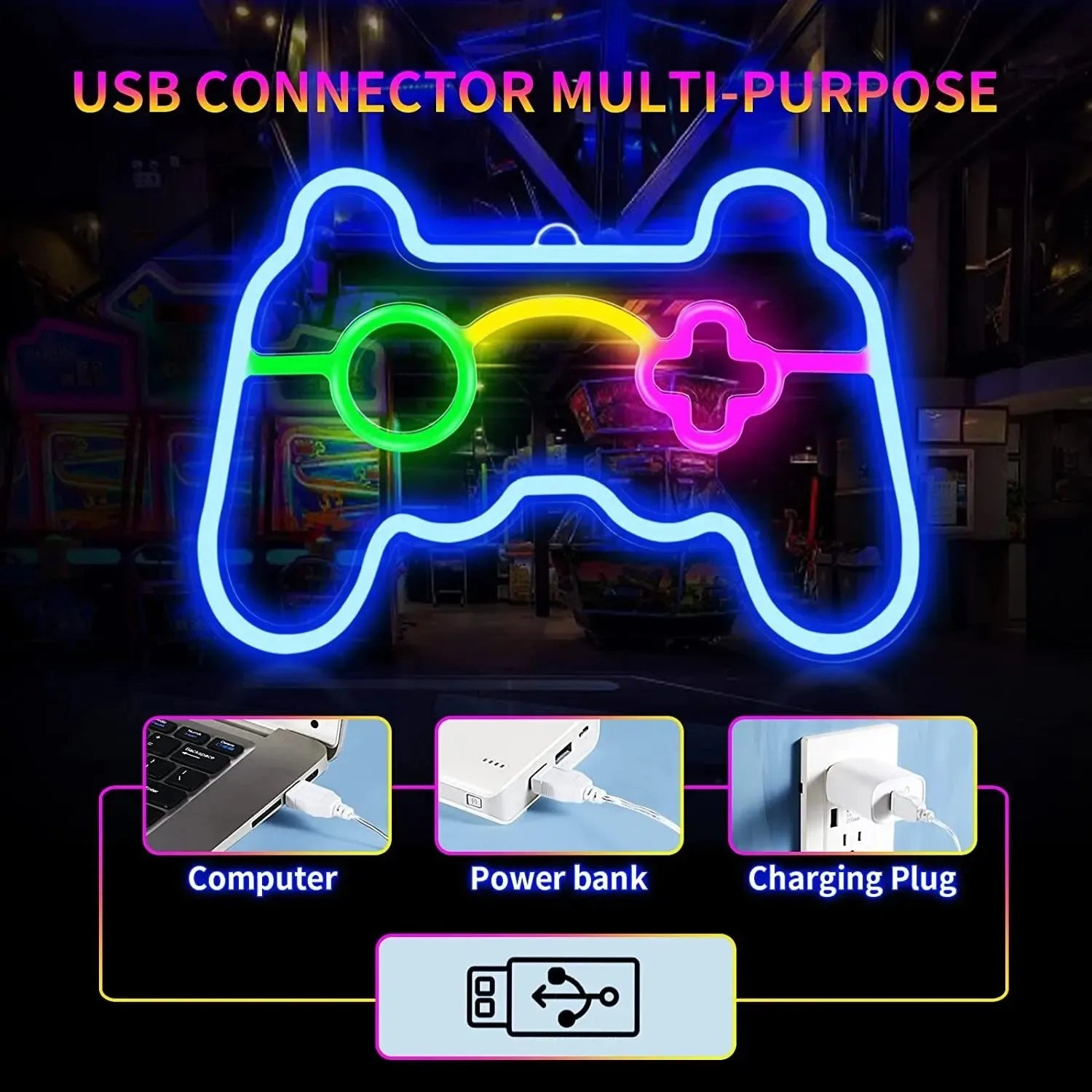 Gamepad sinal de néon para gamer sala parede decoração para casa azul led night light playstation bar jogo hall lâmpada presentes legais