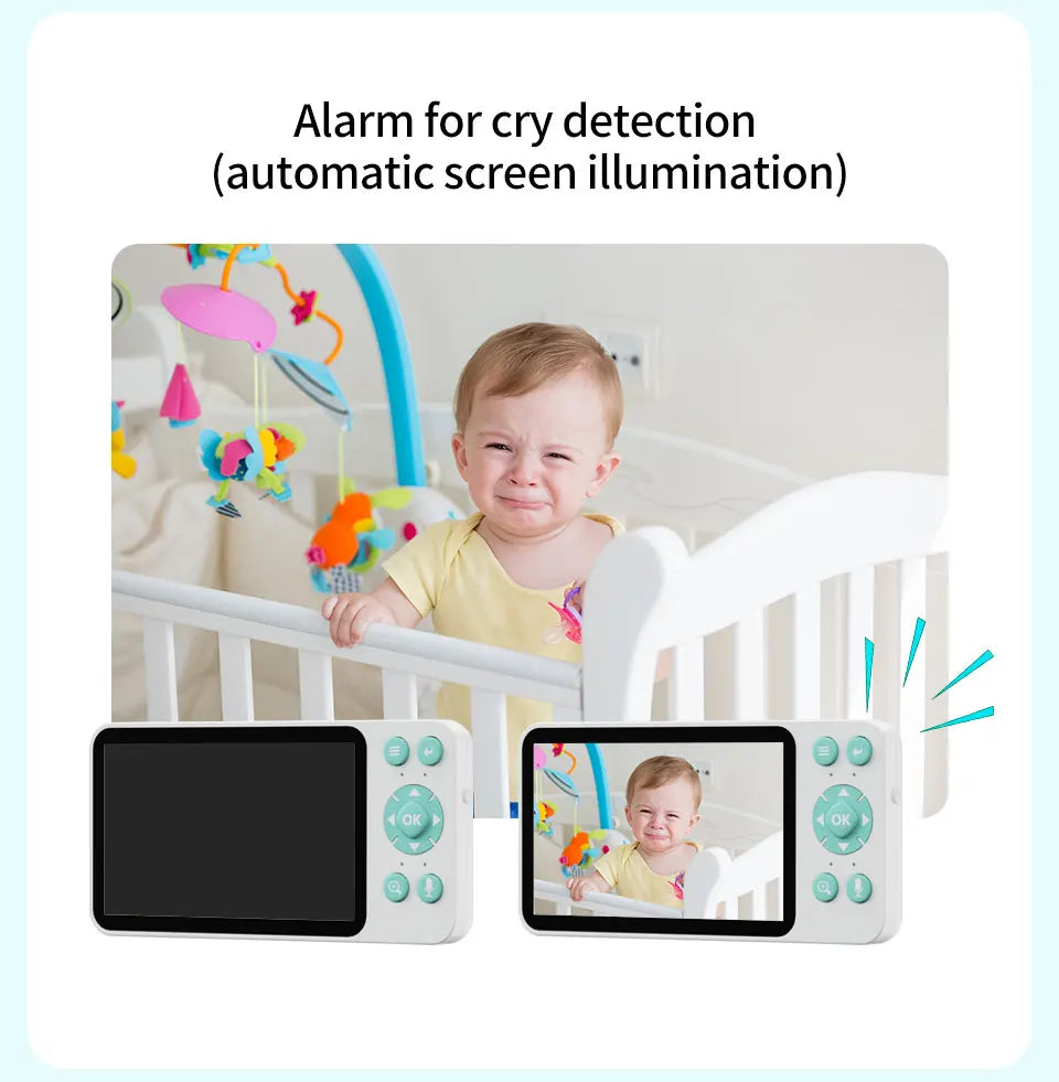 Danmini 2.4g monitor do bebê ptz móvel tuya app controle remoto 5 ''display hd 1080p câmera intercomunicador bidirecional visão noturna babyphone