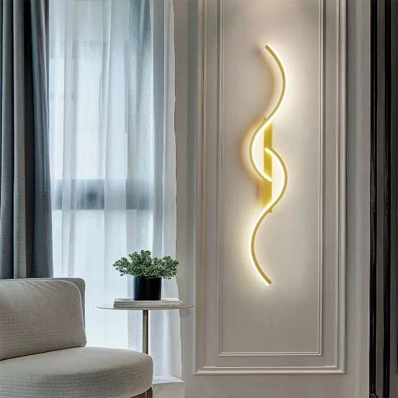 Moderna lâmpada de parede led minimalista luz led quarto cabeceira longa tira arandelas sala estar sofá casa luminária interior