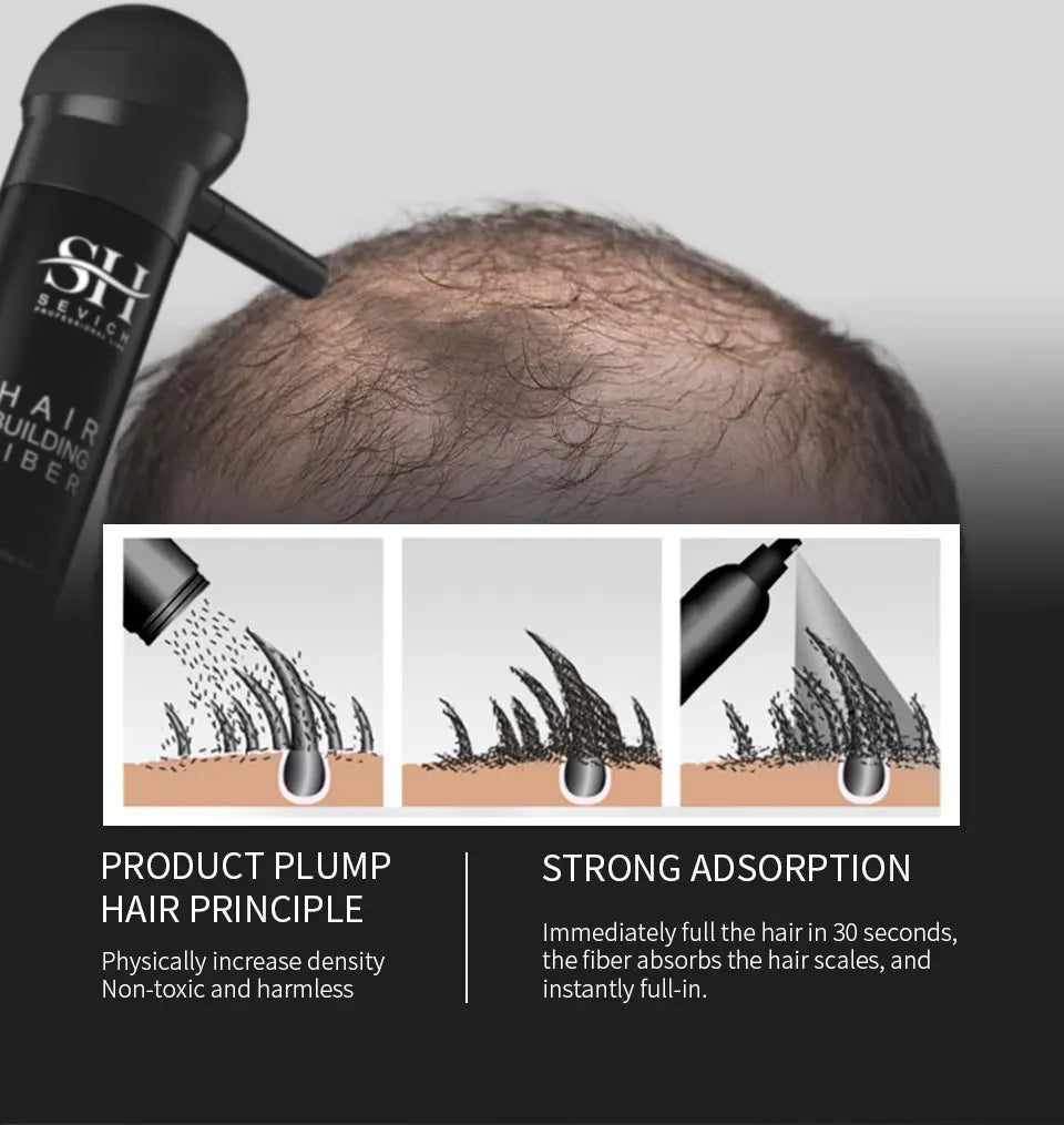 3 pçs conjunto de fibras de cabelo queratina construção do cabelo estilo em pó perda de cabelo instantâneo recrescimento espessamento pós linha fina barba enchimento
