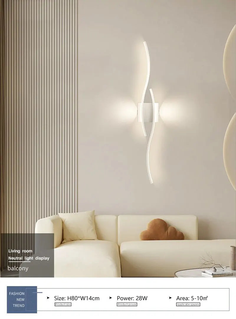 Luzes de parede LED internas para quarto, lâmpadas de parede LED para cima e baixo, luminárias para fundo do sofá, iluminação interior, preto