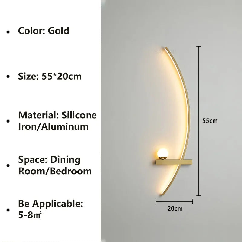 Nordic led lâmpada de parede listras arandela para o quarto cabeceira sala estar estudo escadas decoração casa luminária interior lustre