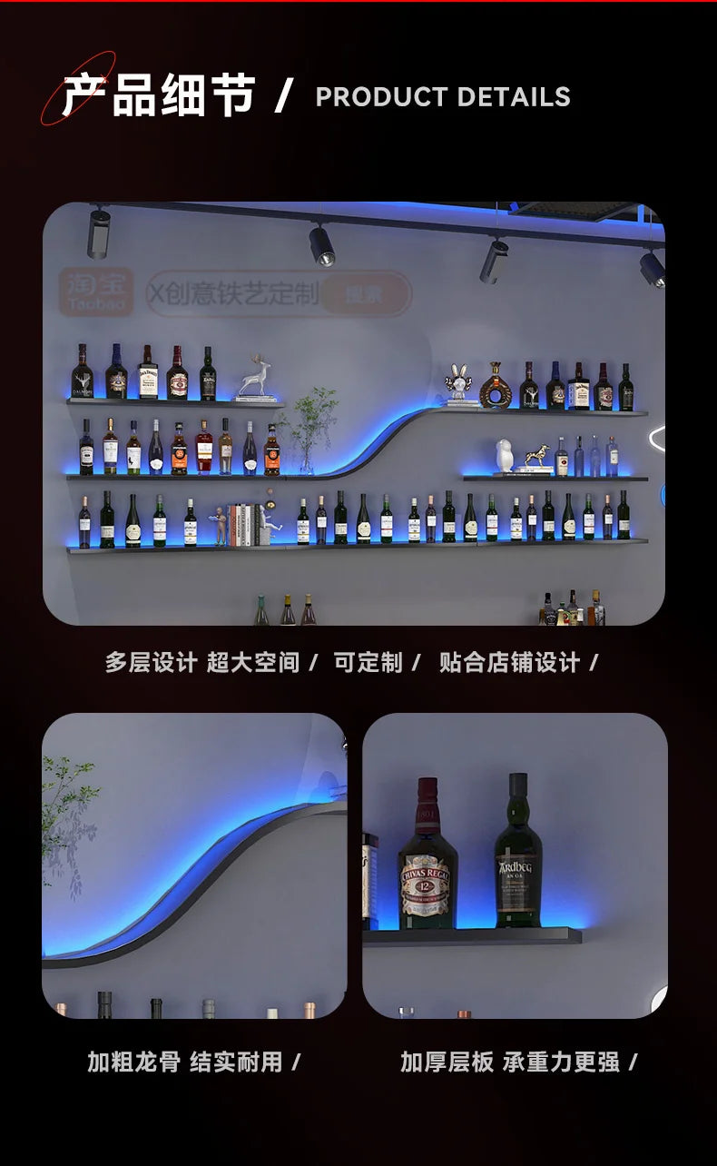 Armário de bar moderno, armário de uísque, exibição de vidro, móveis para bar doméstico, unidade de armazenamento de vinho, montagem na parede, móveis de exposição