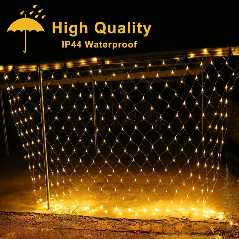 3x2m luz de natal rede malha cortina luzes decoração festa casamento ao ar livre lâmpada à prova dwaterproof água cortina luz