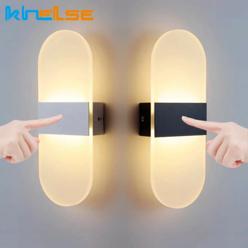 Interruptor do sensor de toque conduziu a lâmpada parede usb recarregável sem fio acrílico escada luz da noite quarto corredor cozinha arandela iluminação