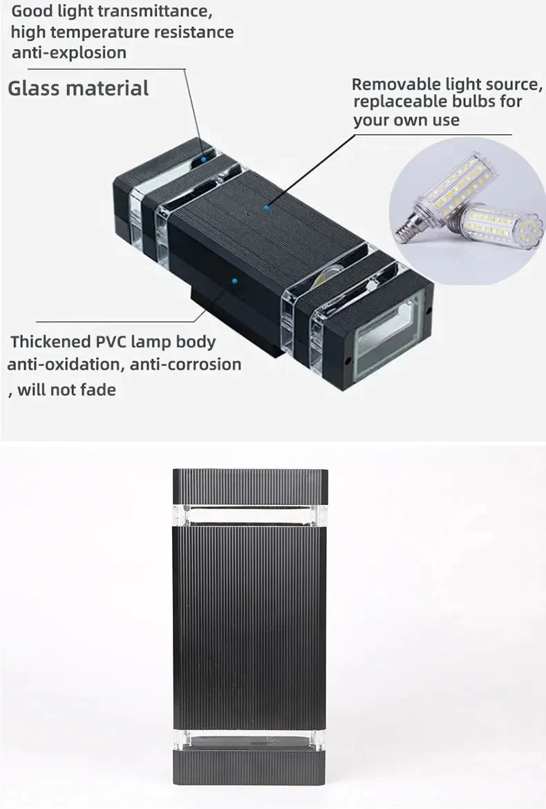 Led luzes de parede ao ar livre e27 para cima para baixo arandela exterior ip65 à prova dip65 água led arandela lâmpada para varanda porta da frente jardim lâmpada parede
