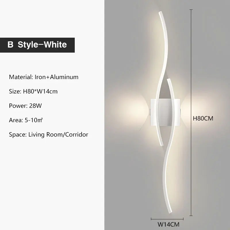Luzes de parede LED internas para quarto, lâmpadas de parede LED para cima e baixo, luminárias para fundo do sofá, iluminação interior, preto