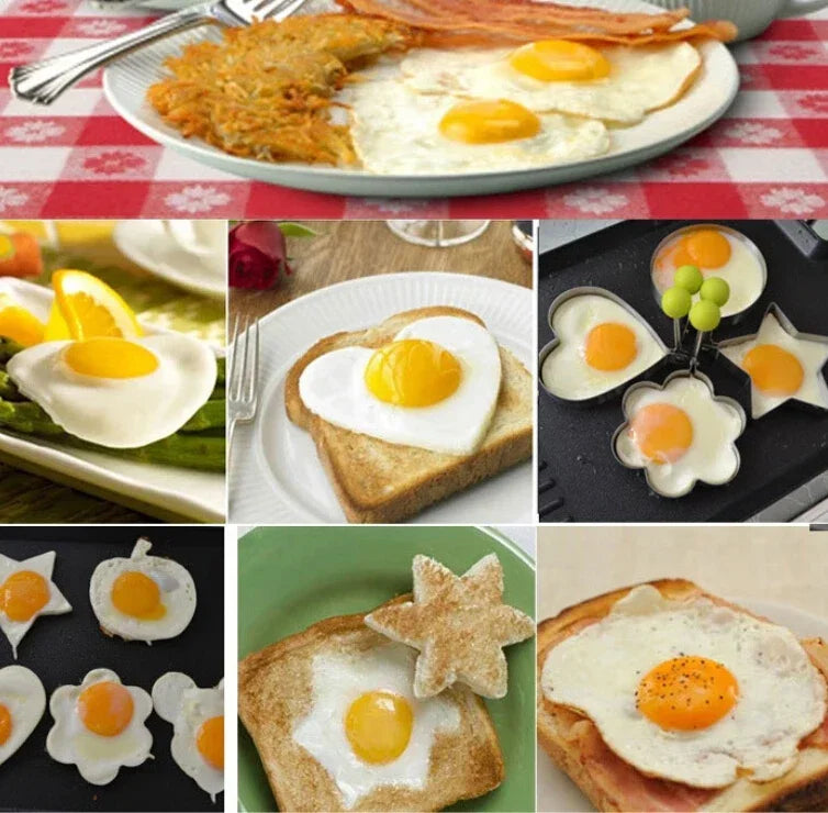 Molde De Ovo Frito De Aço Inoxidável, Fabricante De Panquecas De Coração, Cozimento Ao Pequeno Almoço, Anéis De Omelete, Cozinhar Ferramentas, Acessórios De Cozinha, Gadget, Novo