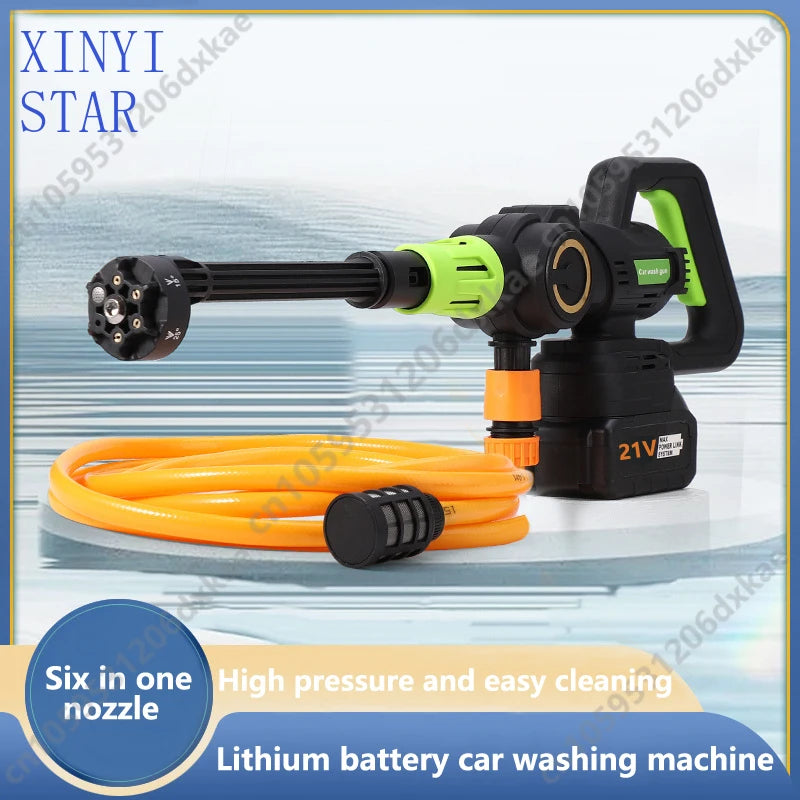 Máquina de lavar carro elétrica sem escova, 21v, alta tensão, pistola de água, sem fio, alta potência, máquina de limpeza