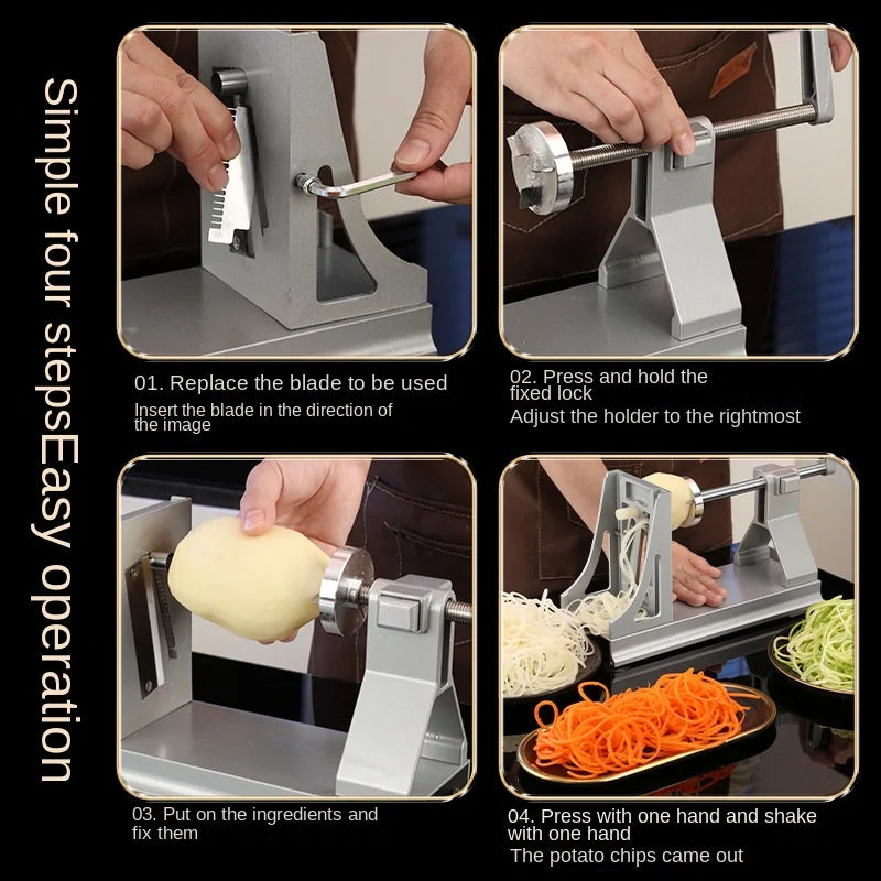 Multifuncional Rotating Shredded Batatas Ralador, Mão-Cranking Slicer, Fatiador Comercial, Mil Fio Nabo, Faixa Fatia