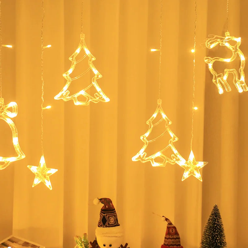 Led guirlanda de natal luzes da corda cortina de fadas luz para casa festa de ano novo casamento decoração do feriado