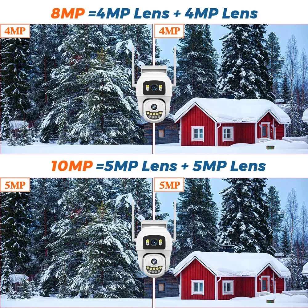 Tela dupla 10mp 5k wifi câmera ptz ai detecção humana rastreamento automático ao ar livre onvif cctv câmera de vigilância de segurança hieasy app