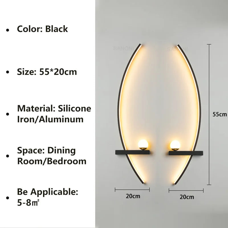 Nordic led lâmpada de parede listras arandela para o quarto cabeceira sala estar estudo escadas decoração casa luminária interior lustre