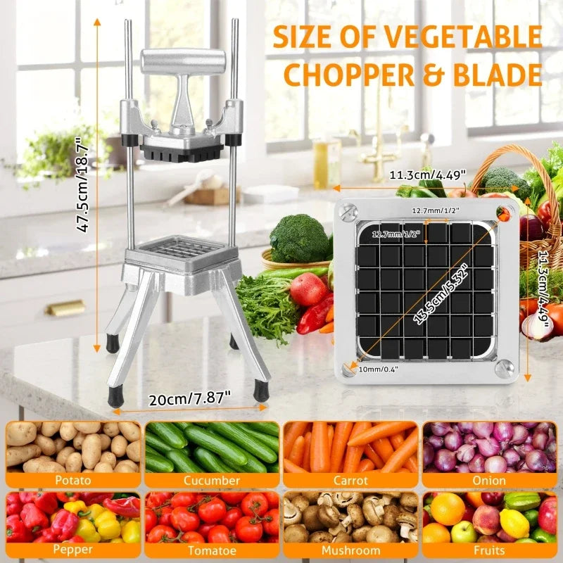 Manual de aço inoxidável comercial Fries Machine, legumes e frutas Chopper, Dicer batata, French Fry Cutters, 1/4 in, 1/2 in, 3/8 in Blades