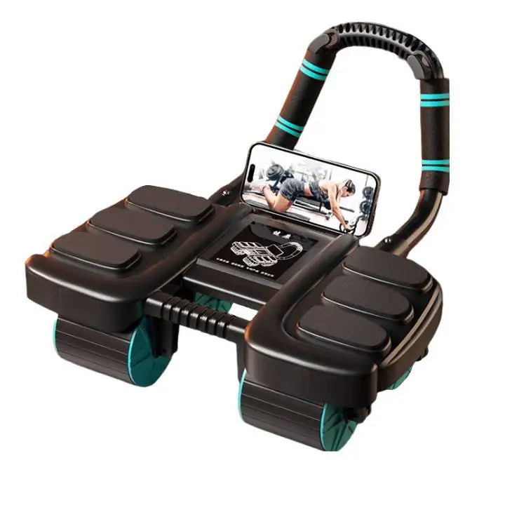 Exercitador de roda abdominal, design de seis rodas, controle deslizante, roda de treino abdominal, rebote automático, antiderrapante, equipamento fitness para academia em casa