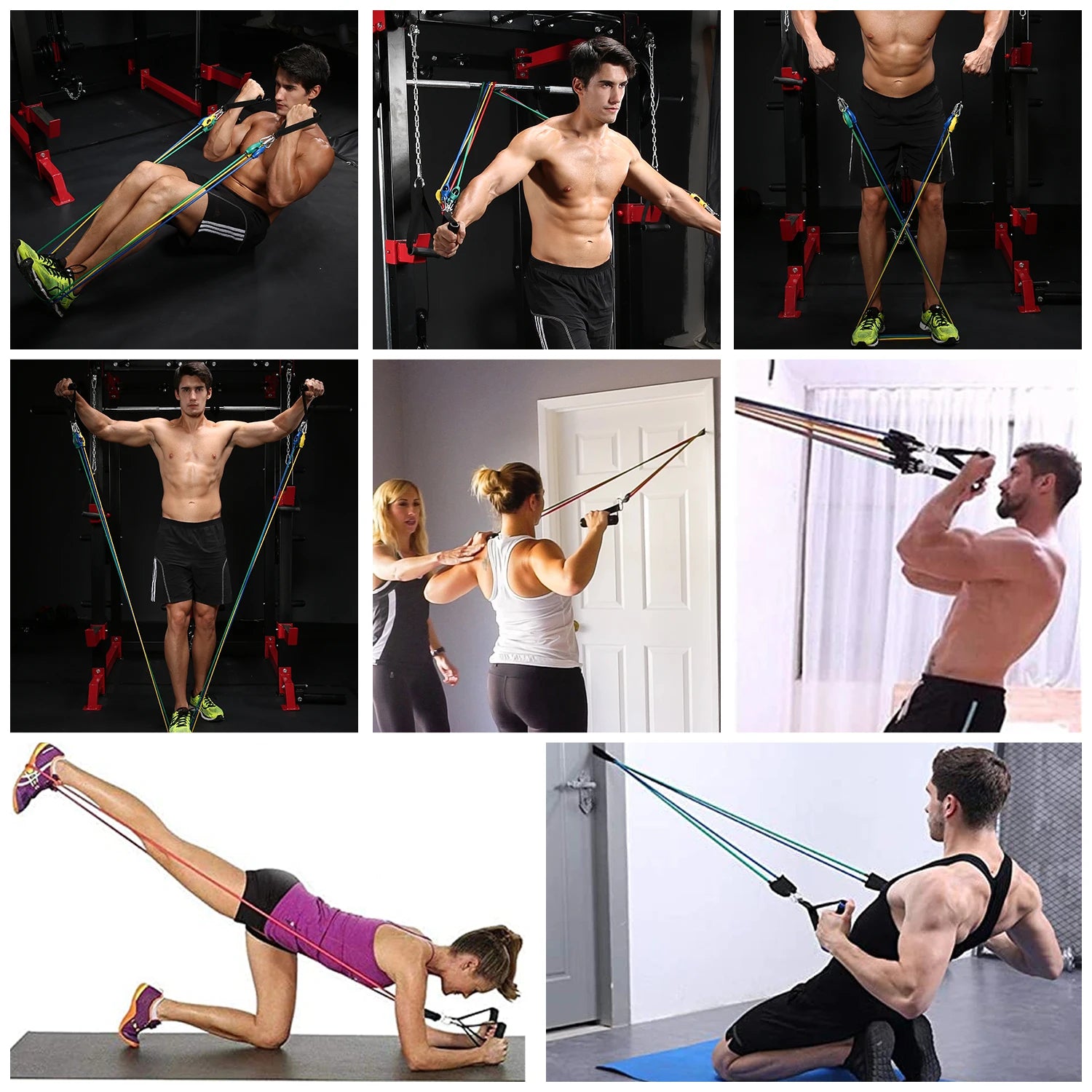 Conjunto de faixas de resistência para musculação, tensor multifuncional, cinto de treinamento muscular, faixas elásticas, equipamento fitness portátil