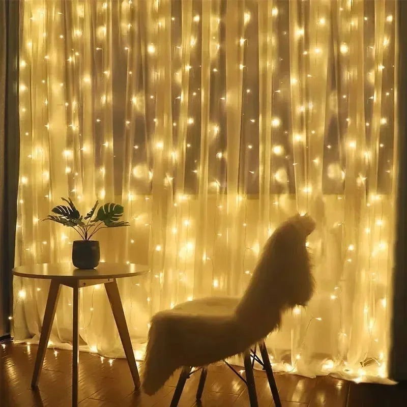 Feriado led cortina de luz corda usb alimentado 8 modos natal ano novo festa luzes casa casamento aniversário decoração do quarto estética
