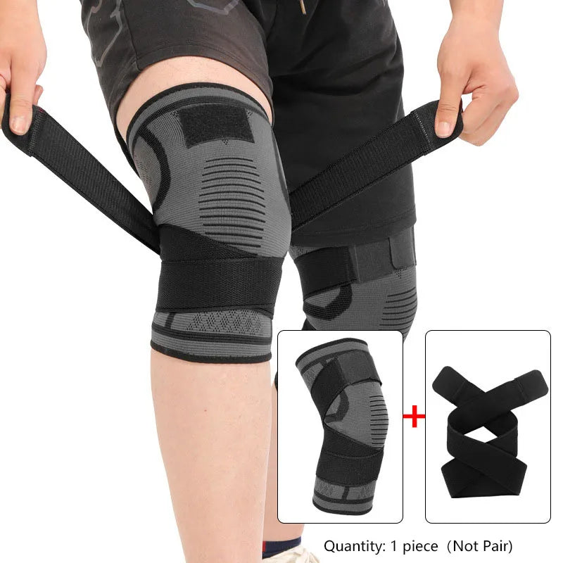 Joelheira de 1 peça, joelheira esportiva de nylon, corrida, fitness, levantamento de peso, ciclismo, basquete, ao ar livre, compressão de articulação do joelho