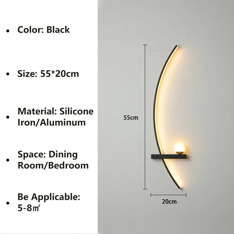 Nordic led lâmpada de parede listras arandela para o quarto cabeceira sala estar estudo escadas decoração casa luminária interior lustre