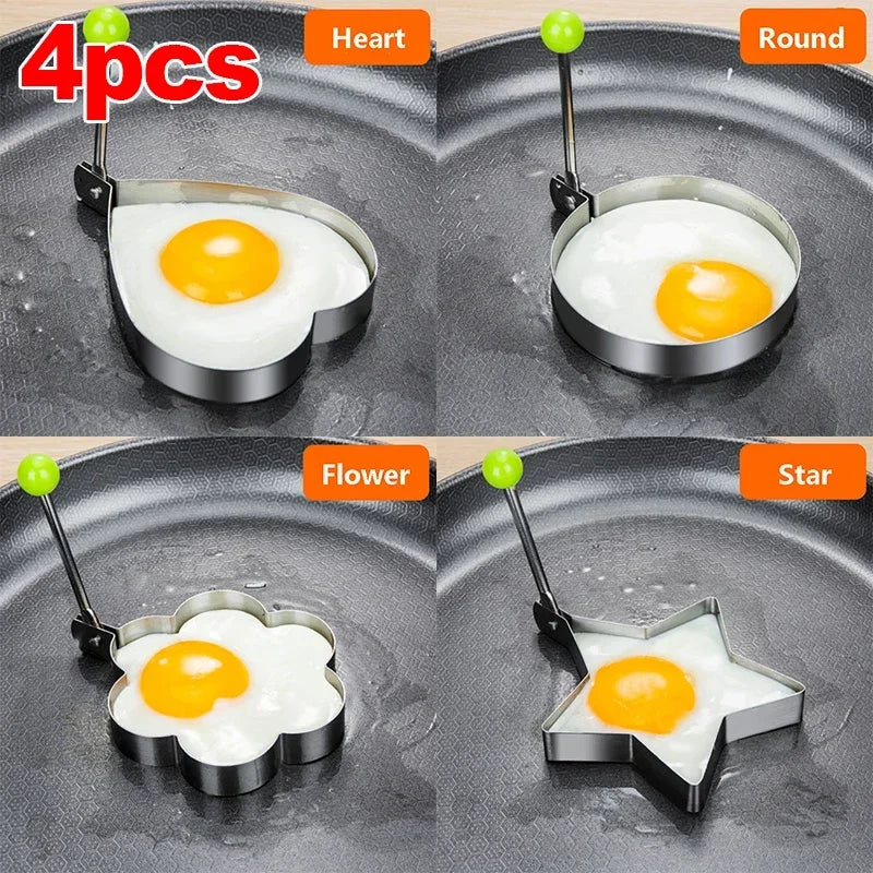 Molde De Ovo Frito De Aço Inoxidável, Fabricante De Panquecas De Coração, Cozimento Ao Pequeno Almoço, Anéis De Omelete, Cozinhar Ferramentas, Acessórios De Cozinha, Gadget, Novo