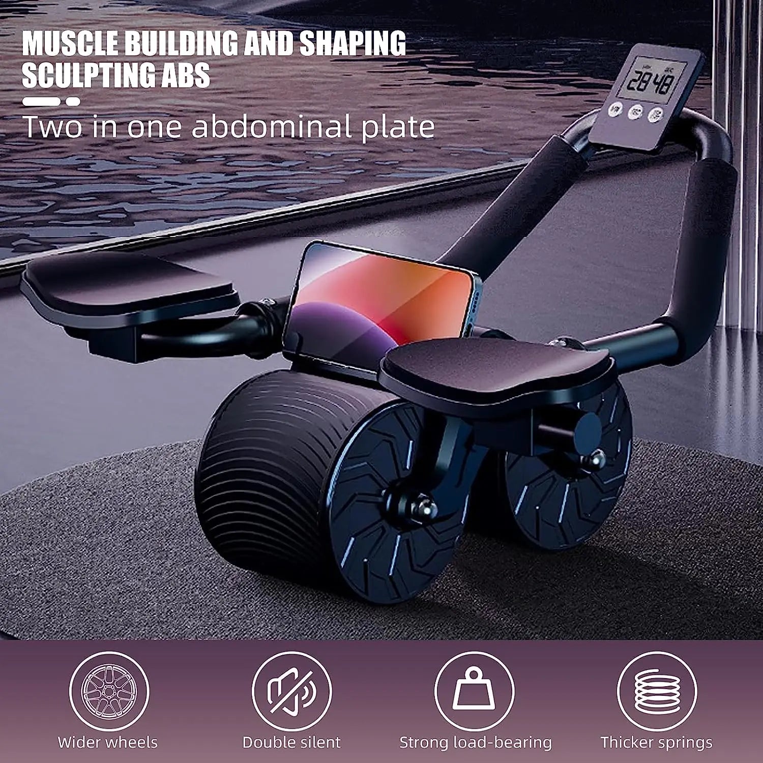 Suporte de cotovelo rebote automático roda abdominal núcleo muscular ab trainer com contador exibição fitness exercício rolo roda
