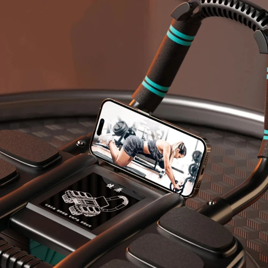 Exercitador de roda abdominal, design de seis rodas, controle deslizante, roda de treino abdominal, rebote automático, antiderrapante, equipamento fitness para academia em casa