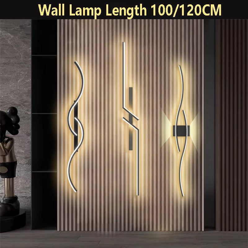 Moderna lâmpada de parede led 100/120cm tira longa arandela sala estar quarto cabeceira barra decoração casa controle remoto led lustre