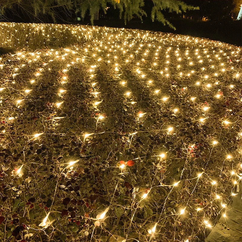 3x2m luz de natal rede malha cortina luzes decoração festa casamento ao ar livre lâmpada à prova dwaterproof água cortina luz