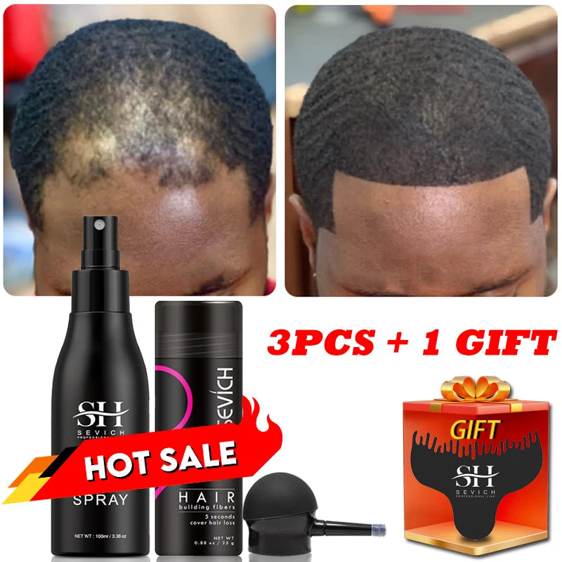 3 pçs conjunto de fibras de cabelo queratina construção do cabelo estilo em pó perda de cabelo instantâneo recrescimento espessamento pós linha fina barba enchimento