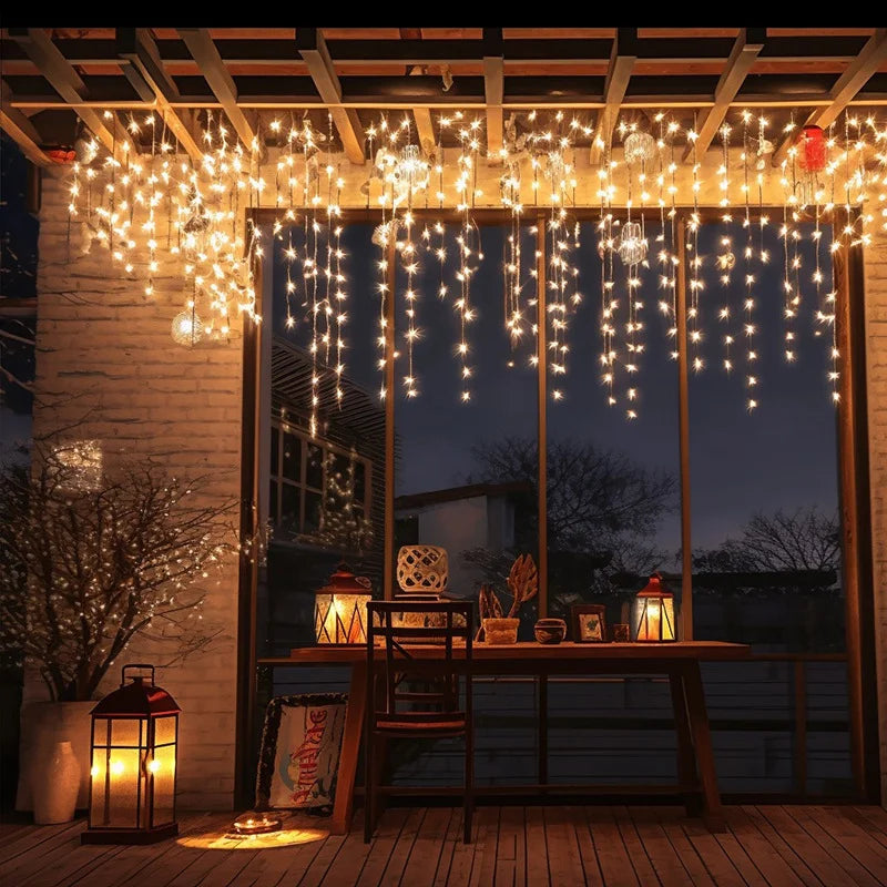8 modos usb vara de gelo luz corda natal led luz guirlanda interior festa em casa jardim ano novo quarto cortina decoração
