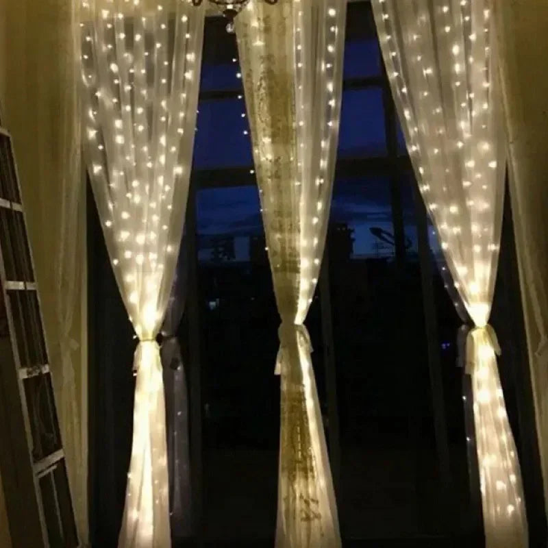 Feriado led cortina de luz corda usb alimentado 8 modos natal ano novo festa luzes casa casamento aniversário decoração do quarto estética