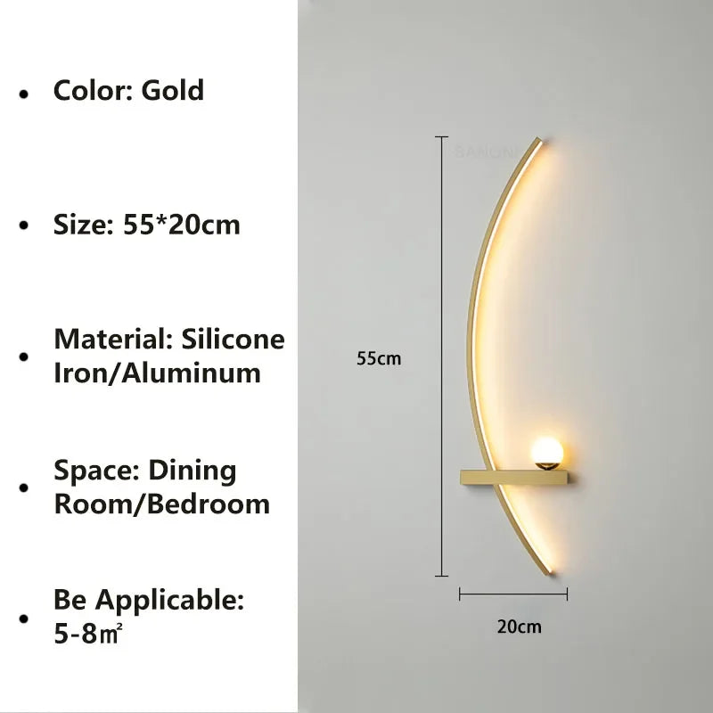 Nordic led lâmpada de parede listras arandela para o quarto cabeceira sala estar estudo escadas decoração casa luminária interior lustre