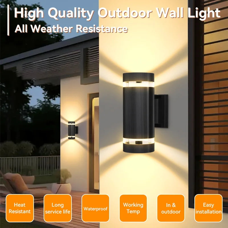 Led luzes de parede ao ar livre e27 para cima para baixo arandela exterior ip65 à prova dip65 água led arandela lâmpada para varanda porta da frente jardim lâmpada parede