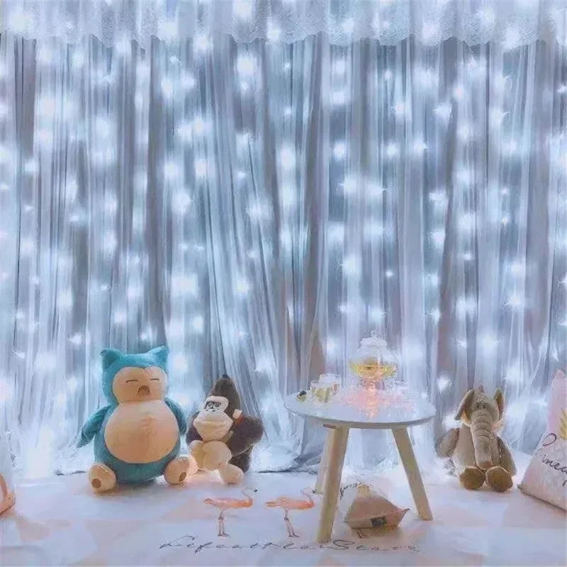 Feriado led cortina de luz corda usb alimentado 8 modos natal ano novo festa luzes casa casamento aniversário decoração do quarto estética