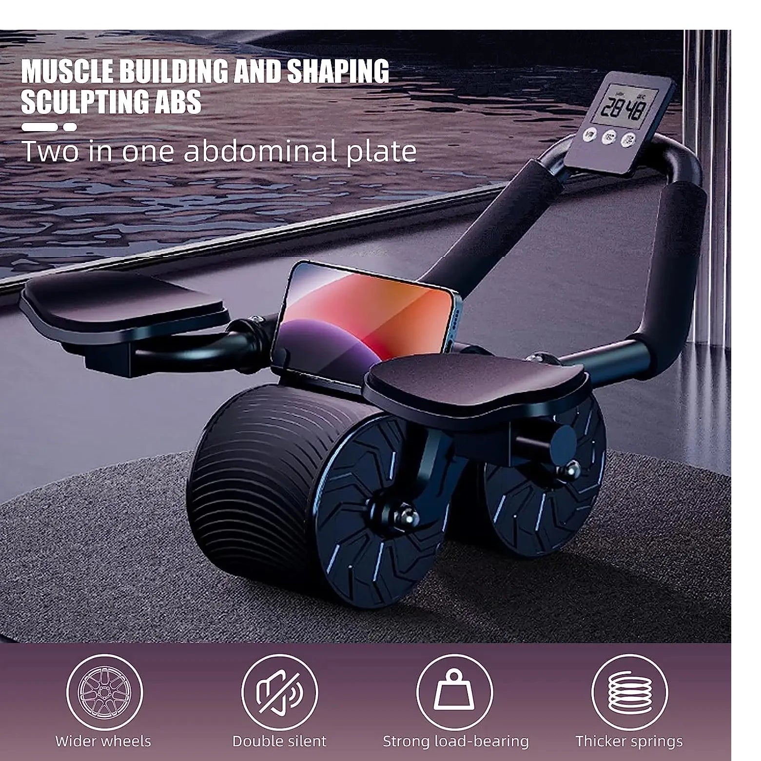 Suporte de cotovelo rebote automático roda abdominal núcleo muscular ab trainer com contador exibição fitness exercício rolo roda