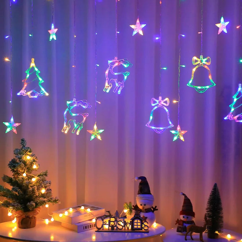 Led guirlanda de natal luzes da corda cortina de fadas luz para casa festa de ano novo casamento decoração do feriado