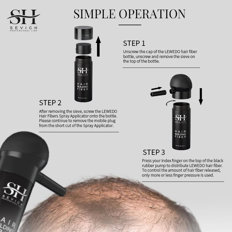 3 pçs conjunto de fibras de cabelo queratina construção do cabelo estilo em pó perda de cabelo instantâneo recrescimento espessamento pós linha fina barba enchimento