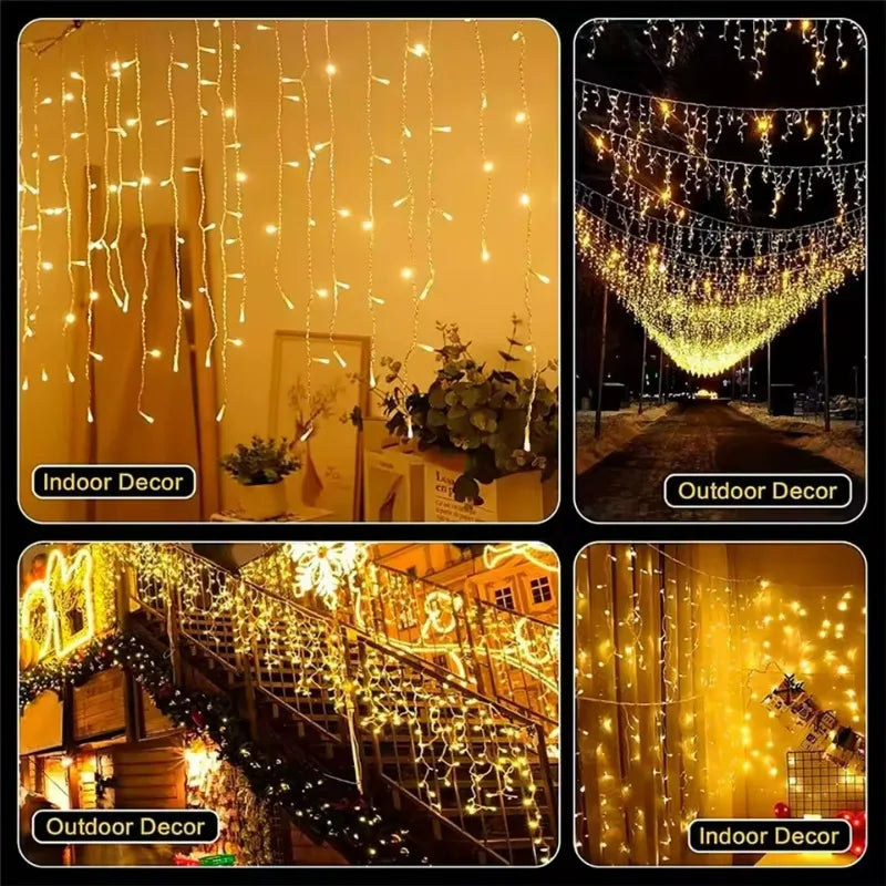 8 modos usb vara de gelo luz corda natal led luz guirlanda interior festa em casa jardim ano novo quarto cortina decoração