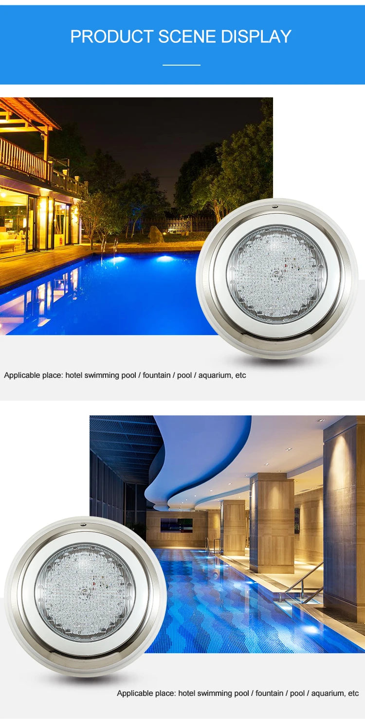 Aço inoxidável led piscina luz ip68 à prova dip68 água 12v ao ar livre rgb luz subaquática lagoa led piscina luz lâmpadas submersíveis