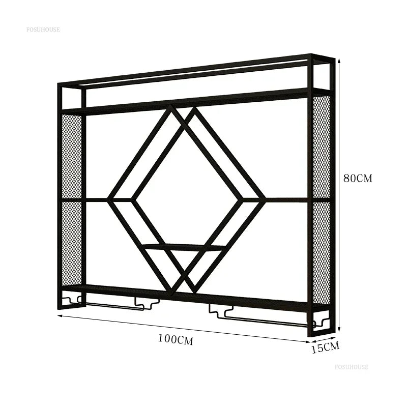 Prateleiras de parede de metal com rack de vinho, suporte de armazenamento de garrafas de licor para cozinha, sala de jantar ou decoração de bar doméstico