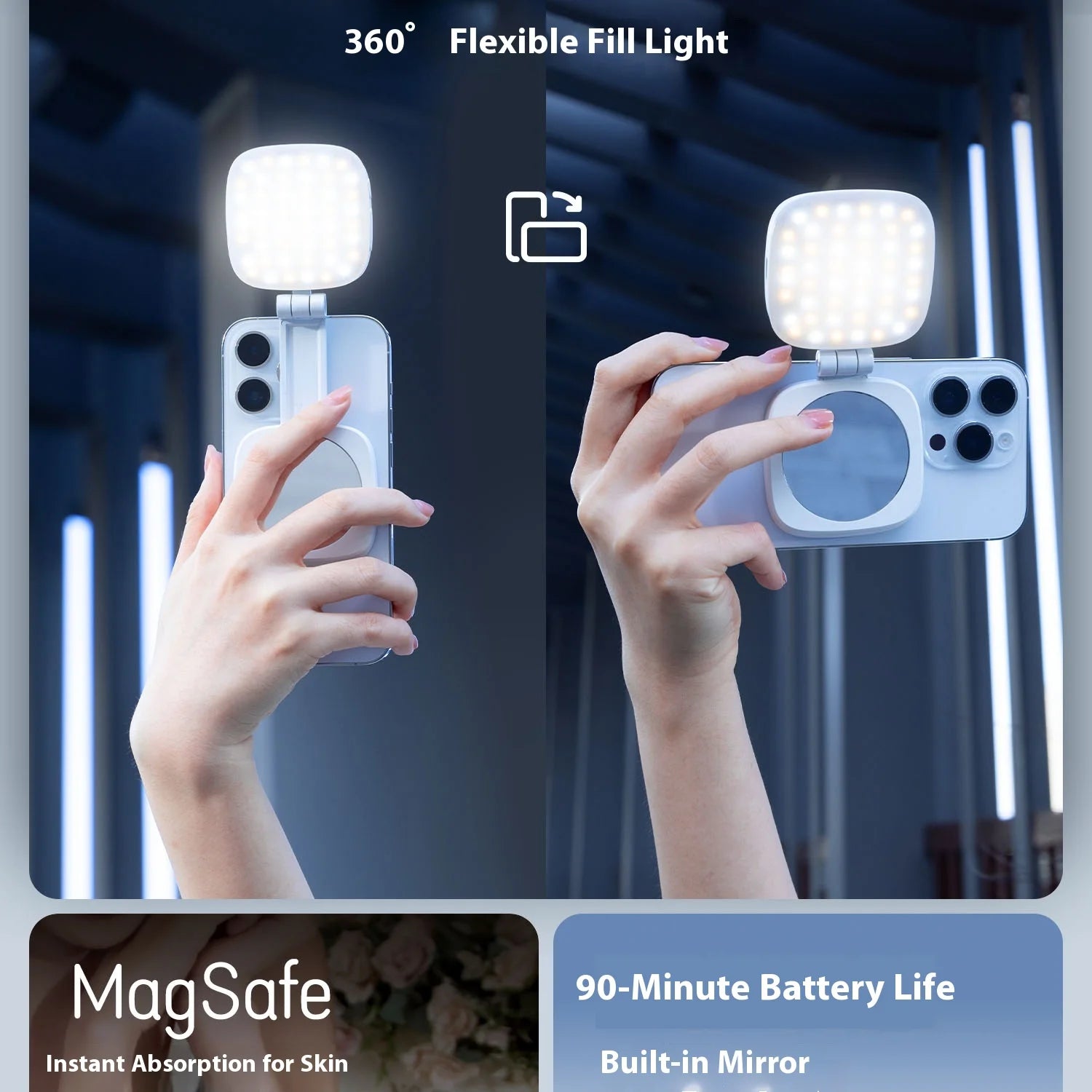 Smallrig luz magnética do telefone, p48 bicolor regulável led luz de preenchimento dobrável magsafe beleza lâmpada painel macio, para iphone16/android