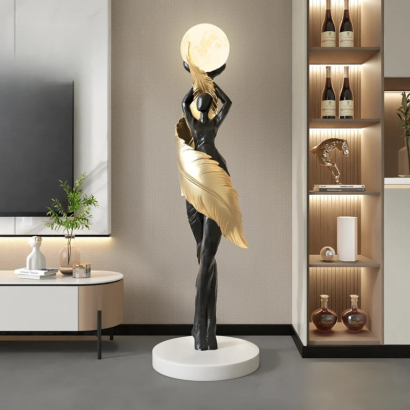 Home Decor Pena Abstrata Menina Arte Escultura, Tamanho Grande Figura Estátua, Sala de Estar Decoração Pavimento, Resina Artesanato Presente, Arte Moderna Ornamento