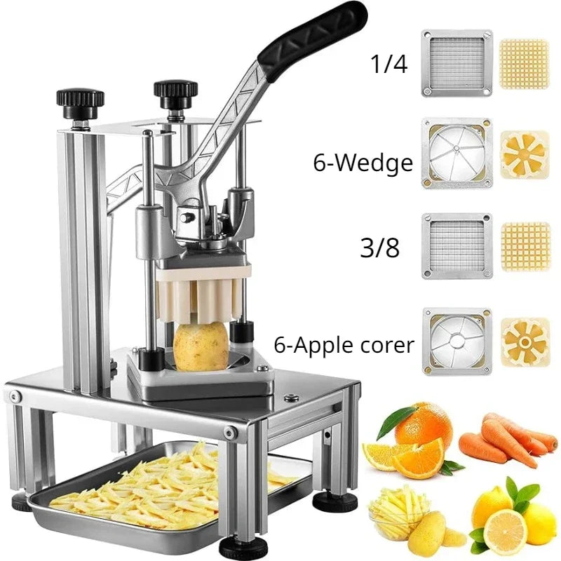 Cortador comercial de batida frita com 4 lâminas de reposição, fatiador de maçã de 1/2" ou 1/4" ou 3/8" de 6 ou 8 pontas ou corer de maçã de 6 wathas