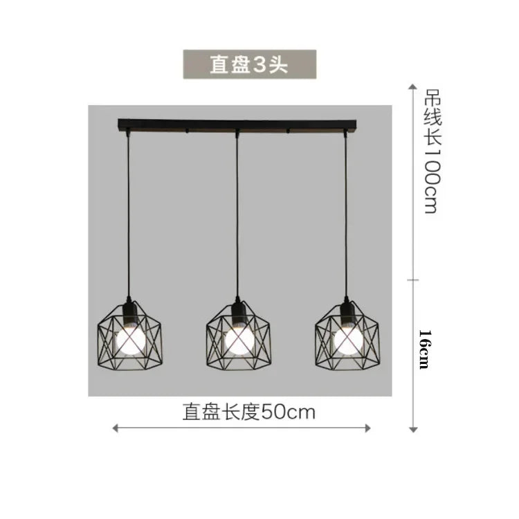 Lâmpada de teto industrial vintage preta de 3 luzes – luminária pendente semi-embutida ajustável para sala de jantar/sala de estar