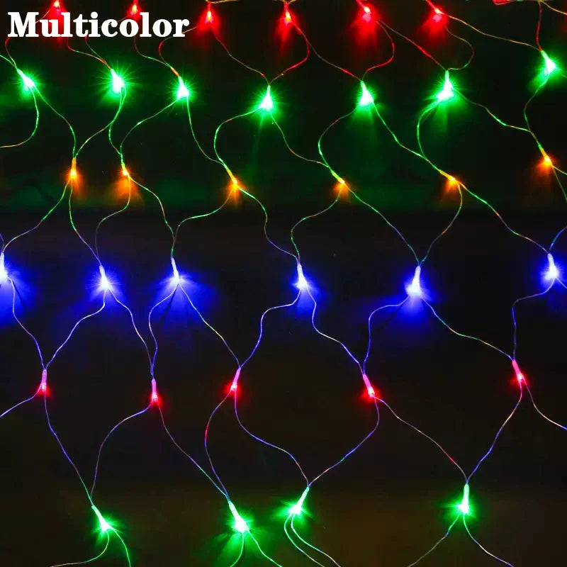 3x2m luz de natal rede malha cortina luzes decoração festa casamento ao ar livre lâmpada à prova dwaterproof água cortina luz